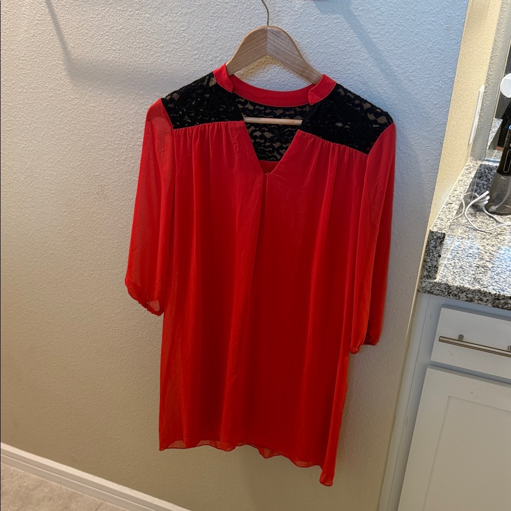 Elegant Red Lace Women's Top